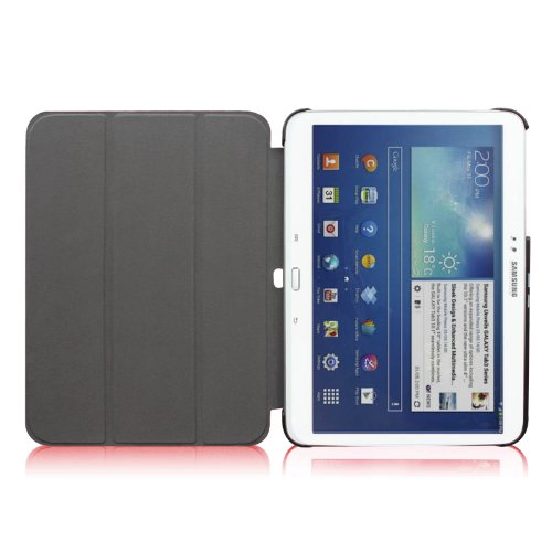 Fintie Samsung Galaxy Tab 3 10.1 Hülle Case – Ultra Slim Lightweight superleicht Ständer Smart Shell Cover Schutzhülle Tasche Etui mit Auto Sleep Wake up für Samsung Galaxy Tab 3 (10,1 Zoll) P5200 / P5210, Rot - 6