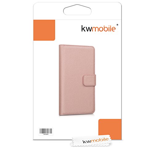 kwmobile Funda para Samsung Galaxy J3  2016  DUOS - Carcasa de  Cuero sint  tico  - Case con Tapa y  Tarjetero  en  Oro Rosa 