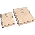 American Elm Wooden Book Box Set - Large and Medium Size - Storage for A4 and A5 Paperwork - 3mm Thick Wood with Lockable Lid - DIY Craft, Home Decor, and Organization