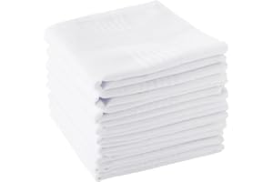 MIDERDO Men's Handkerchiefs - 12Pack Soft Cotton Handkerchiefs, 40 x 40cm Large Pocket Squares Hankies for Men and Women, Premium Classic Gents Hankies Set (White with Stich)