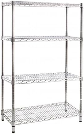 BIZZOTTO Chrome Bookcase, 4 Tier, Chrome, Black Iron