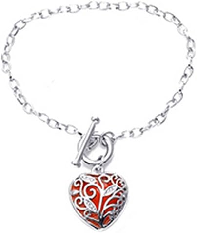 Loving Heart Shapped Bracelet Glow in the Dark Bracelet Jewelry Pendant Steampunk Fairy Magical Shiny Glowing (Red)