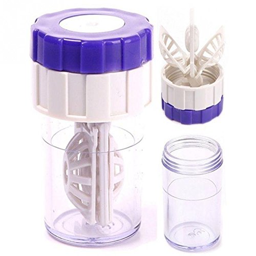 Deluxe Linsen Wama - Kontaktlinsenbehälter mit drehbarem Körbchen und Gummidichtung! - Kontakt Linsen Waschmaschine - blau/weiß