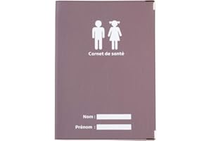 Protège carnet de santé Mauve Fabrication Française Simili Cuir Renfort métal aux Angles Porte étui Enfants Adultes