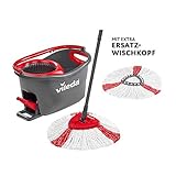 Vileda Turbo EasyWring & Clean Kit Complet serpillère et Seau, Métal, Rouge/Gris, 48,6 x 29,6 cm