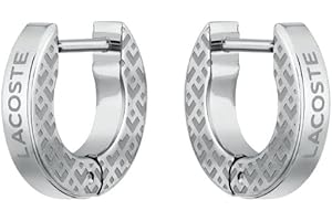 Lacoste Men's L'ESSENTIEL Collection Hinge Earrings Embellished with petit piqué pattern available in silver or gold