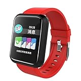 Tonsee Mode Fitness Armbanduhr AktivitäTstracker GPS Bluetooth Unisex Trackers Wasserdicht Farbbildschirm Echtzeit Aktivitätstracker Herzfrequenz Blutdruck Schlafüberwachung Laufsport Smartwatch (Rot)