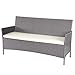 Produktbild Mendler 3-Sitzer Poly-Rattan Gartenbank Halden, Sitzbank ~ grau, Kissen Creme
