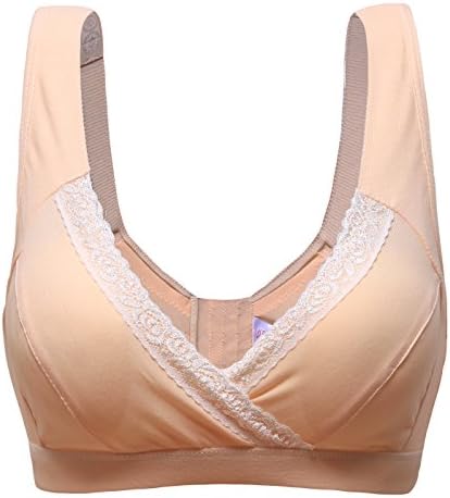 Uni-love Wirefree Maternity Nursing Bra Seamless Adjustable Cotton Sleep Bralette with Bra Extender (XL, Beige)