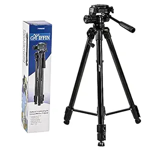 HIFFIN hf-3600 Professional Portable Lightweight Travel Aluminum Camera Tripod Pan Head for Smartphone SLR DSLR Digital Camera (Black) (HF-3600)