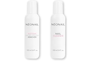 NÉONAIL Set Cuidado de Uñas – Nail Cleaner 100 ml y Removedor de Esmalte UV Gel con Acetona 100 ml – Limpiador y Removedor para Esmalte Semipermanente y Acrílico