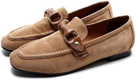 QXH Women's Shoes Sandals Shallow Mouth Round Head Flats Leather,Brown,35