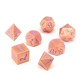 Color: naranja + púrpura DyNamic 7Pcs Antiguo Metal Polyhedral Dados Papel Juego Dados De Trabajo Pesado Con Bolso