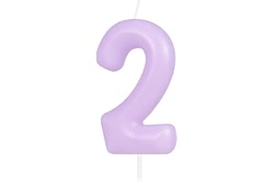 Hongplus Macaron Purple Number 2 Candle, 2 Birthday Candle, Macaron Purple Happy Birthday Candles for Cake, Purple Cake Topper Decorations for Girl Women Pastel Sweet 2 Birthday Party Decorations