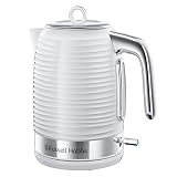 Russell Hobbs Inpire Bouilloire Familiale 23460-70, Design texturé, Grande capacité de 1,7 Litres, 3 zones d'ébullition rapide, une tasse prête en 55 secondes, filtre anti-calcaire, 2400 W - Blanc