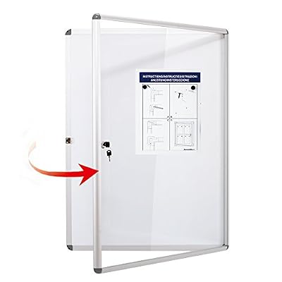 SwanSea Verrouillable Bullentin Boards Magnétique Avisboard Tableau blanc Vitrine 67x50cm (4xA4)