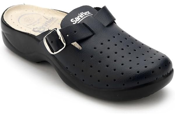 Saniflex 631-10 Certifierad Medicinsk Läderskor Träskor Clogs Tofflor Pantoletter Komfortskor, Kvinnor