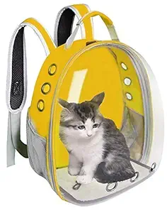 Picckola International Pet Transparent Cat Carrier Backpack Puppy Kitty Breathable Carriers for Travel Capsule Backpack (Yellow)