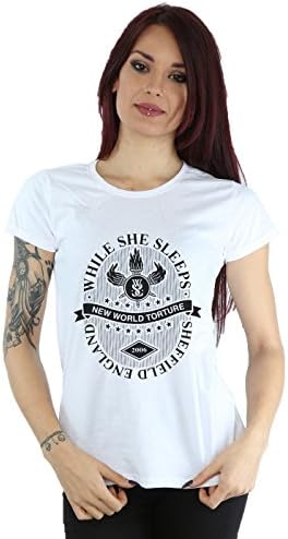 While She Sleeps Women's New World Torture T-Shirt Medium White