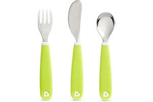 Munchkin Splash Toddler Cutlery Set (Fork, Knife & Spoon), Green