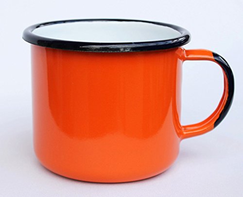 DanDiBo Emaille Tasse 501/10 Orange Becher emailliert 10 cm Kaffeebecher Kaffeetasse Tee - 2