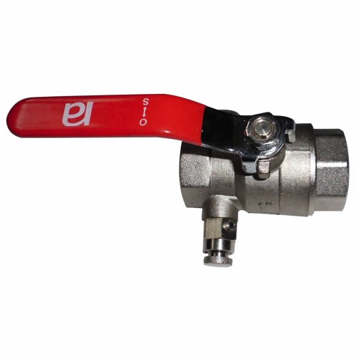 Preisvergleich Produktbild Sanifri 470010168 Kugelhahn mit Entleerung, 1", Messing, Griff mit Überzug, rot