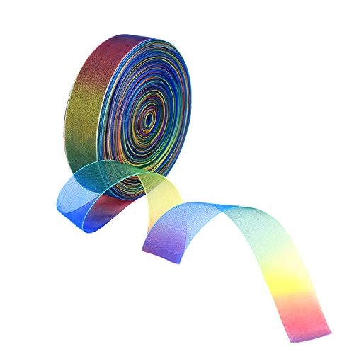 Shappy 50 Yard 1 Zoll Schimmer Sheer Organza Band, Regenbogen Farben