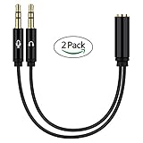 Headphone Microphone cable, Topoint Audio/Mic Splitter, 3.5mm Female to Dual 3.5