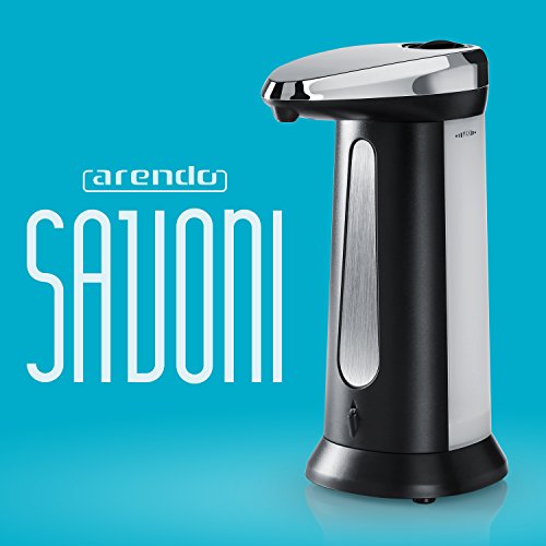 Arendo Savoni2 Automatik – Seifenspender / Seifendosierer | Neues Modell / optimierte Pumpe | Flüssigseifenspender mit integriertem Infrarot – Sensor | 400ml Fassungsvermögen | schwarz / chrom - 2