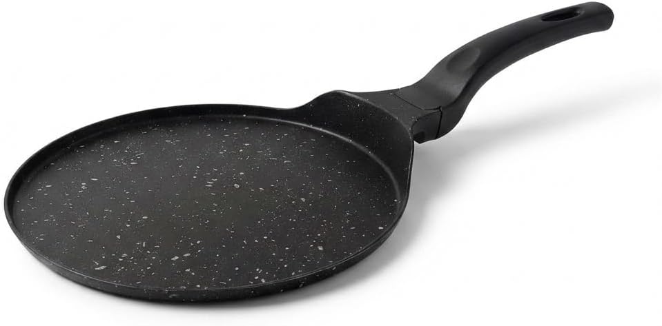 Orret Home 27 Cm Döküm Granit Krep Tavası Yanmaz Yapışmaz Kaplama Eşit Isı Dağılımlı İnce Krep ve Pankek Tavası (Krep Tavası)