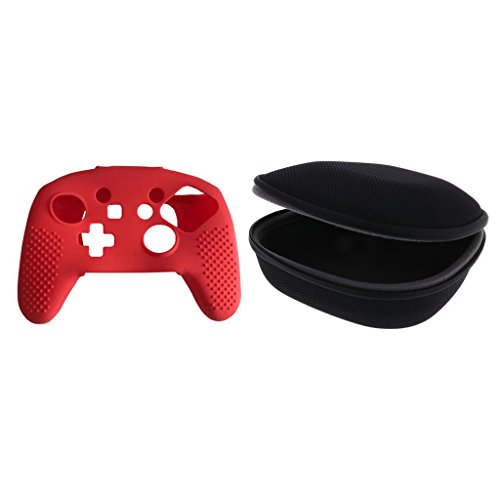Preisvergleich Produktbild MagiDeal Silikon Schutzhülle für Nintendo Switch Pro Controller + Tragbar Aufbewahrungskoffer Hartschalenetui
