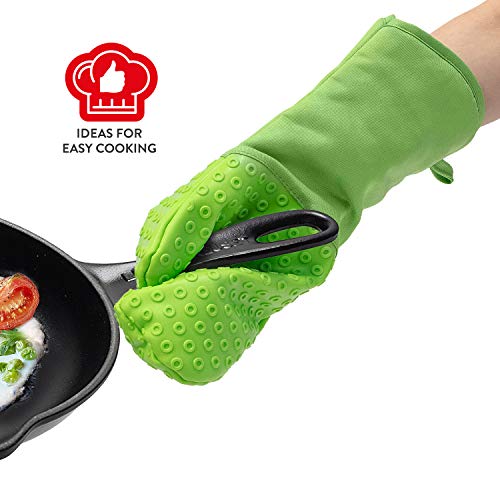 Wonder Worker UNBURN Manopla Resistente al Calor para Barbacoa BBQ Parrilla| Guante Horno de Silicona | Agarrador de Cocina con Manguito Largo para Proteger Brazo