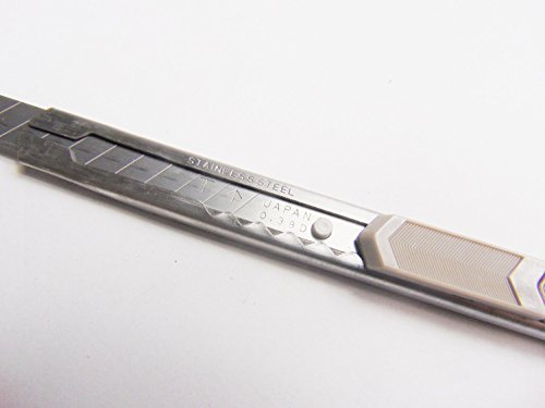 GedoTec® hochwertiger EDELSTAHL Cutter S-12 mit 9 mm Abbrechklingen | Universalmesser mit metallverstärkter Klingenführung | Teppichmesser inkl. 2 Stk. Abbrechklingen | Cuttermesser für sichers, schnelles und professionelles Schneiden | Made in Japan | Markenqualität für Ihren Wohnbereich - 4