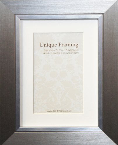 7 x 12,7 cm plomo o negro diseño plateado marco de fotos con soporte (ancho 3 cm)