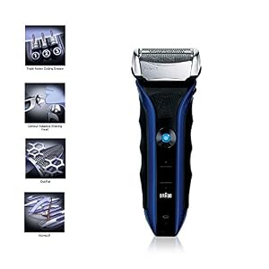 Braun Series 5 530S/Electric Foil Shaver, Precision Trimmer & Wireless Razur/Fully Washable/High Capacity Li-ion Battery with Protective Travel Case/Black/Blue - Image 7