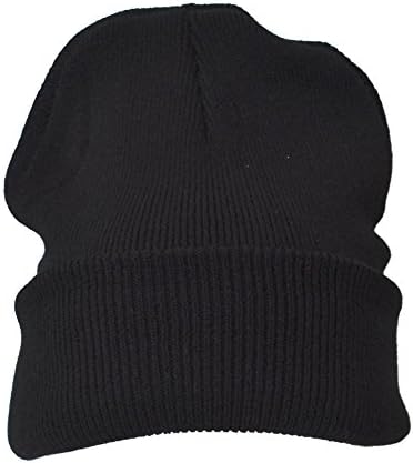 Black Plain Beanie Winter Ski Woolly Warm Hat