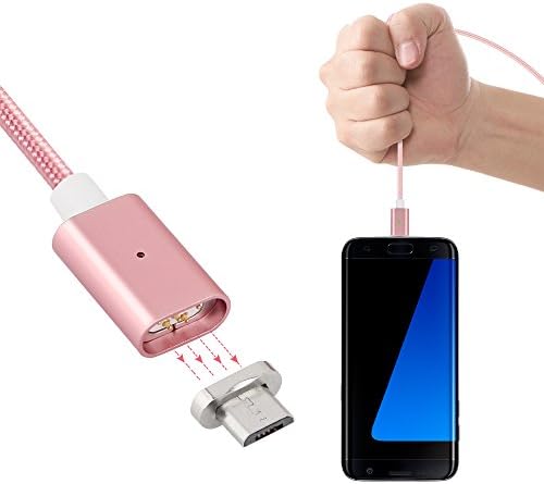 Lenuo Micro USB Magnetic Charger Cable, 3.3ft 2nd Generation USB to Micro USB Date Cable, Syncing and Charging Lead for Android Smartphone Samsung LG Huawei SONY (Rose Gold)