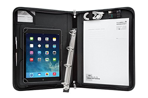 Wedo 5874901 Elegance A4 Organizer (mit Universalhalter für Tablet-PC von 24,6 cm (9,7 Zoll) bis 26,7 cm (10,5 Zoll)) schwarz