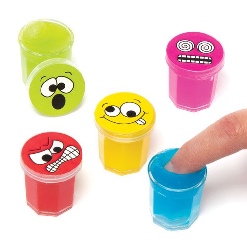 Geräuschmasse "Lustige Gesichter" für Kinder zum Spielen, perfekt als kleine Überraschung oder als Preis bei Partyspielen (6 Stück)