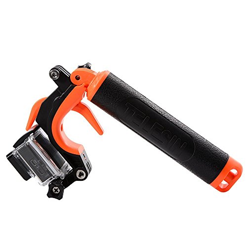 Preisvergleich Produktbild TELESIN Universal Schwimmdock Hand-Griff-Halter mit Pistolenabzug / Shutter Gun Clip für Gopro Hero 4 / 3+ / 3 Xiaoyi Sport Action Kamera Orange