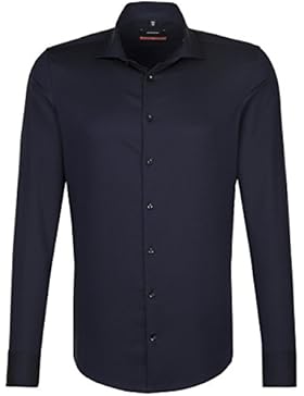 SEIDENSTICKER Herren Hemd Slim Langarm Bügelfrei Uni / Uniähnlich Businesshemd Kent-Kragen Kombimanschette weitenverstellbar