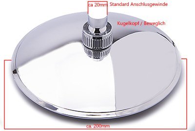 20CM Standart Regendusche Duschkopf mit Anti-Kalk-Düsen / Regenbrause Tropenschauer Kopfbrause, Regendusche, Duschkopf Brausekopf w71 - 4