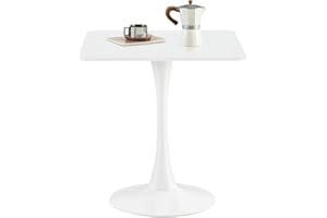 buybyroom tavolo da pranzo moderno 70x70 tavolo da cucina piccolo tavolo da pranzo tavolo quadrato con gambe in metallo adatto per soggiorno sala da pranzo balcone, bianco