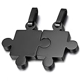 puzzle kettering Material: Edelstahl Oidea 1 Paar(2PCS) Freundschaftsketten mit Anhänger, Puzzle Love Lieben Edelstahl Partner-Anhänger mit 45cm und 55cm Kette, Halskette Halsband für Damen Herren, Schwarz