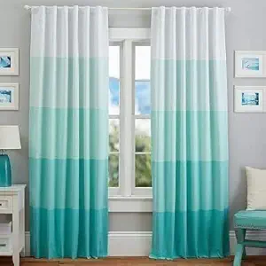 S4vr Polyester Blend Luxury Living Room 3D Digital Printed Window Curtain, Door Curtain & Long Door Curtain Pack of 2 (Striped Turquoise, 4X5 Feet ( Size 48X60 Inch ) Window)