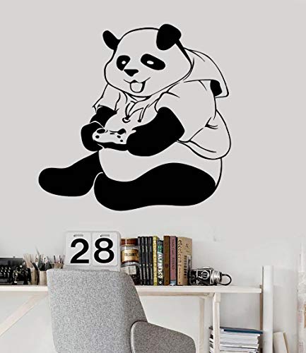 Preisvergleich Produktbild Panda Gamer Teen Zimmer Videospiel Vinyl Wandtattoos Aufkleber Kinderzimmer Wohnzimmer Nette Dekoration Abnehmbare 56 * 60 CM