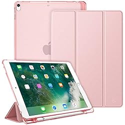 Fintie Funda para iPad Air 10.5" (3.ª Gen) 2019 / iPad Pro 10.5" 2017 con Soporte Integrado para Pencil - Trasera Transparente Mate Carcasa Ligera con Auto-Reposo/Activación, Oro Rosa
