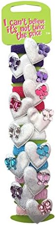 12 Pack of Heart Motif and Butterfly Charm Design Girl's Hair Bobbles Bands Mini Baby Ponytail Elastic Stretchy Hairband