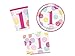 Produktbild PS Party Deko Set 1.Geburtstag Mädchen rosa 48 teilig bis 16 Personen Kindergeburtstag Party Geschirr Komplettset Raum Dekoration