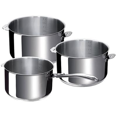 Bekaline 12326974 Evolution Série de 3 Casseroles + 1 Manche Amovible en acier inoxydable 16/20 cm